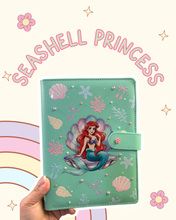 Load image into Gallery viewer, Seashell Princess A5 Notebook Binder | Red Hair Princess | Magic Castle Inspired | Seashells | Beach Babe | Pearls |
