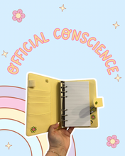 Load image into Gallery viewer, Official Conscience Jiminy A6 Notebook | Flowers &amp; Pearls | Church Notes | Magic Inspired | Castle Inspired | Butter Yellow

