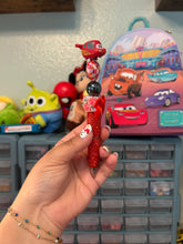 Load image into Gallery viewer, Lightning Red Rhinestone Pen | Cars 20th Anniversary Limited Edition Collection | Red Bow and Red Checkered Heart Beaded Pen
